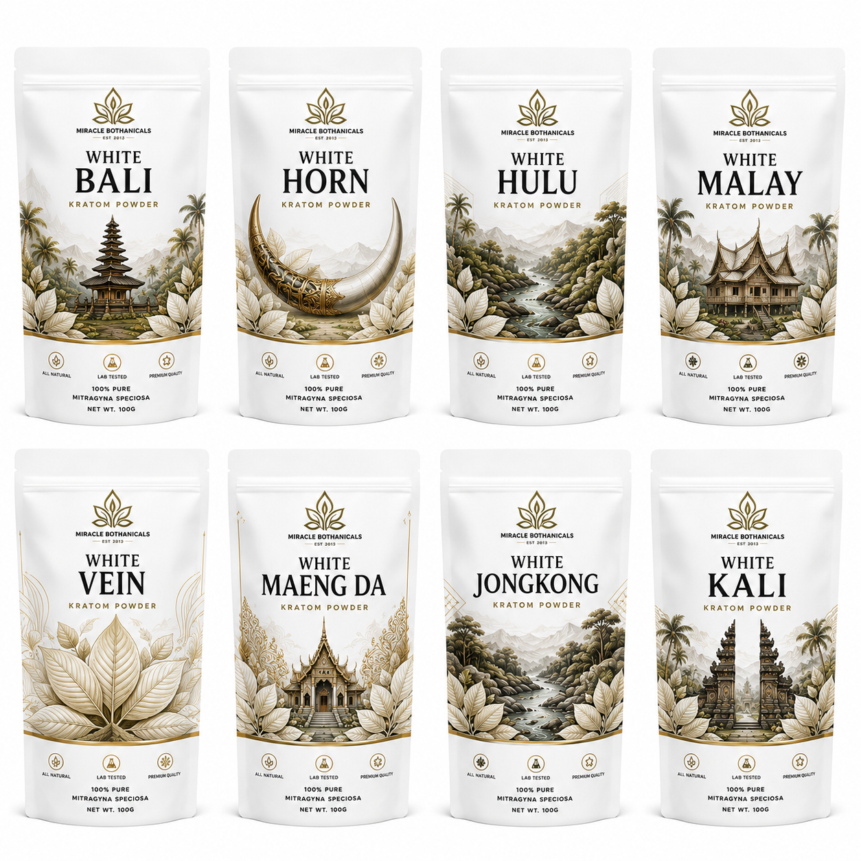 Miracle Botanicals White Strain kratom — overview of all white variants